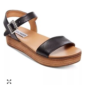 Steve Madden Aida Black and Tan Flatform Women's Sandals